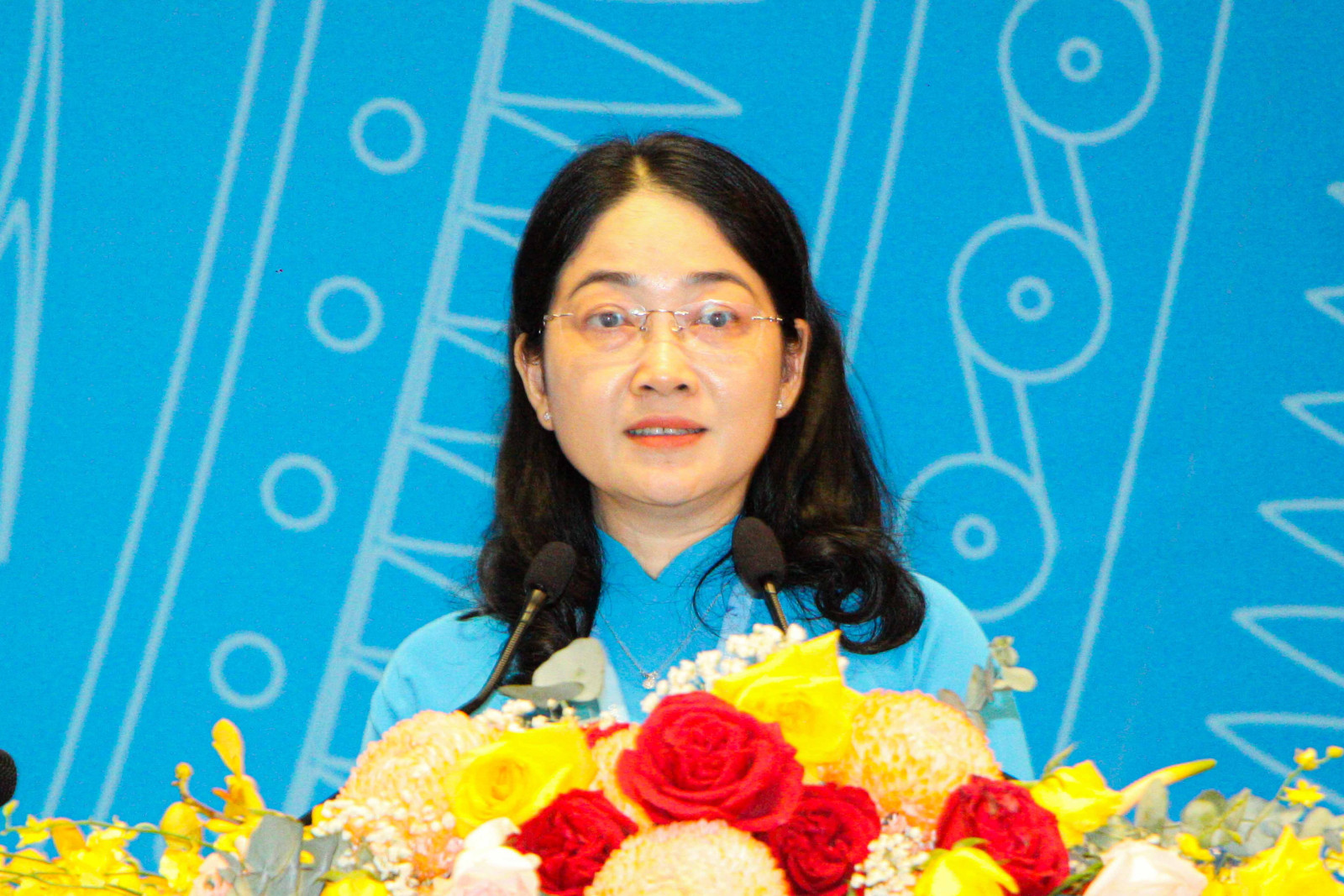 Đồng chí Nguyễn Kim Loan phát biểu bế mạc đại hội (Ảnh: Quốc Chiến).